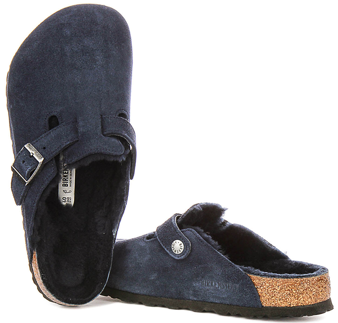 Birkenstock Boston Shearling In Navy | Regular Fit