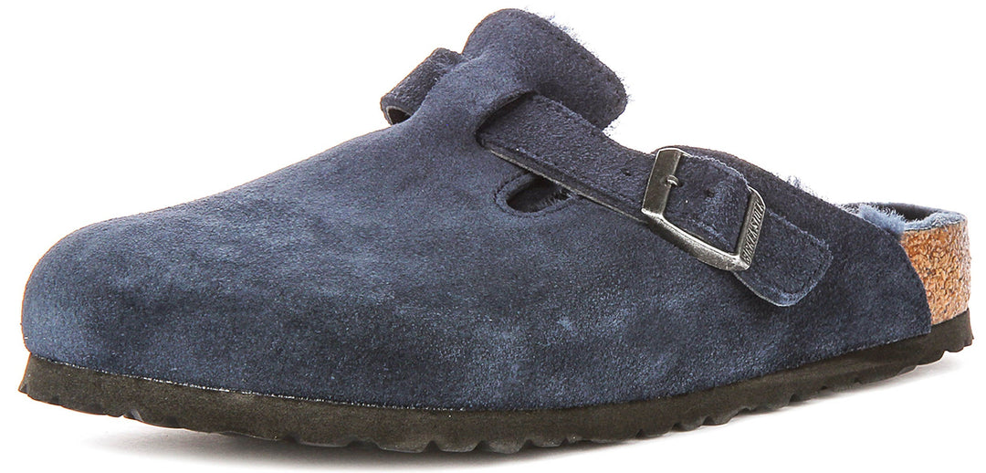 Birkenstock Boston Shearling In Navy | Regular Fit