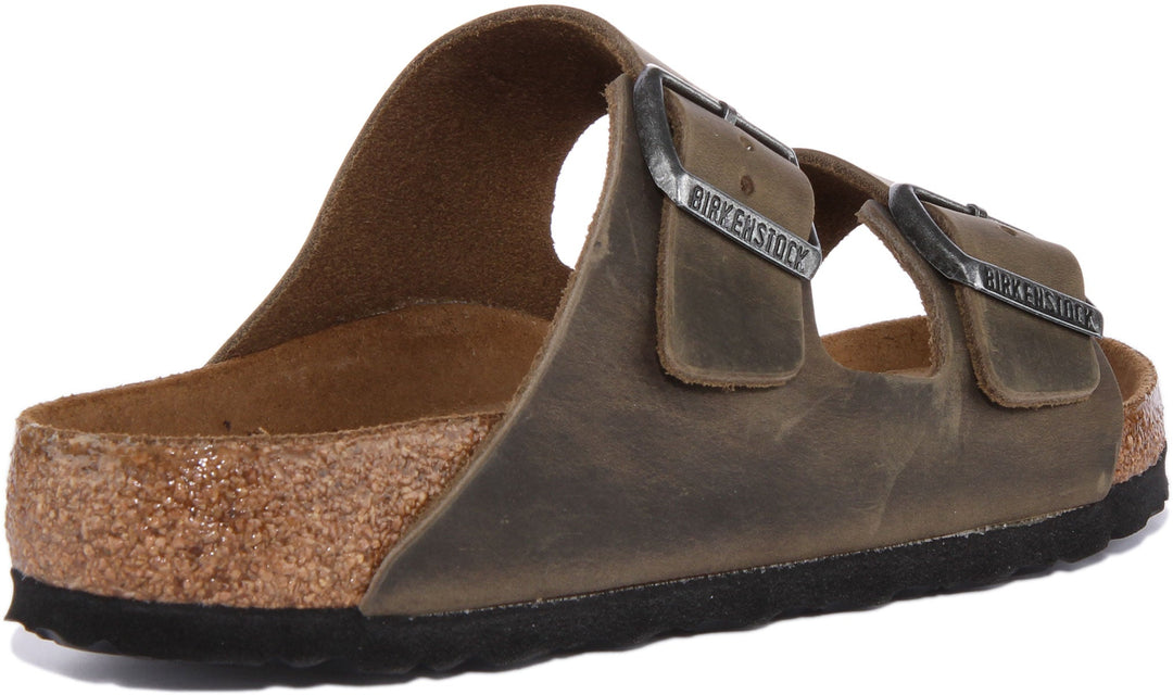 Birkenstock Arizona Sandale à deux brides en cuir nubuck huilé poure en olive