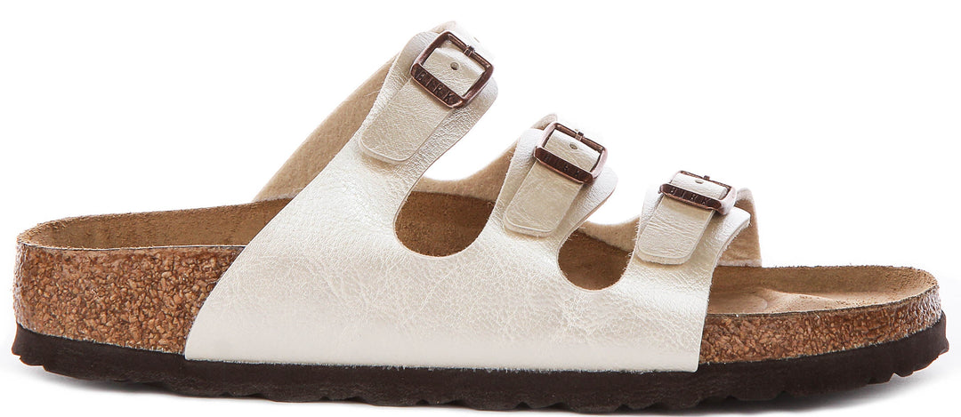 Birkenstock Florida Bs In Pearl White | Narrow Fit