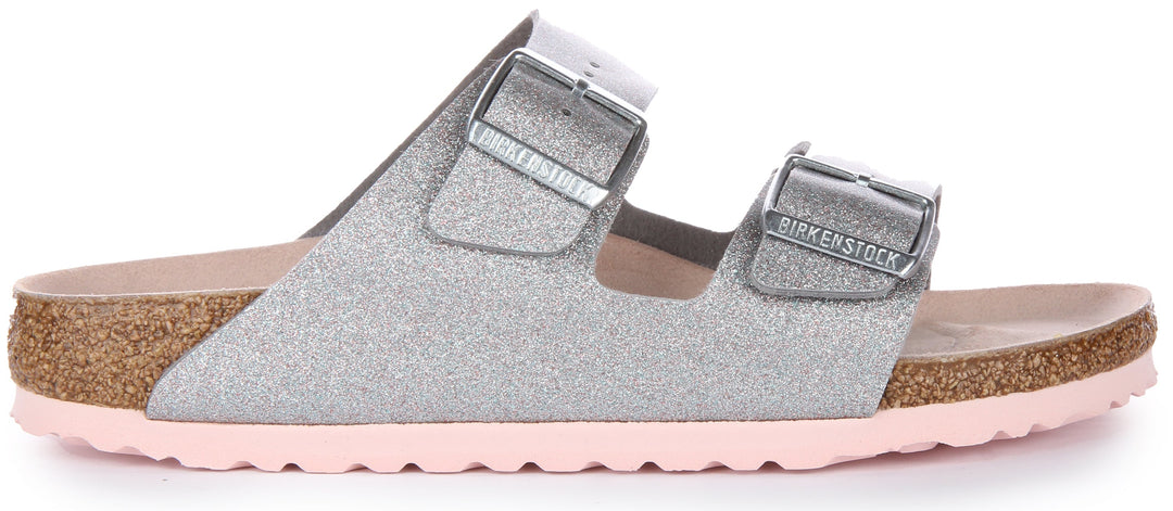 Birkenstock Arizona Sandale Birko Flor à double lanière poure en argent
