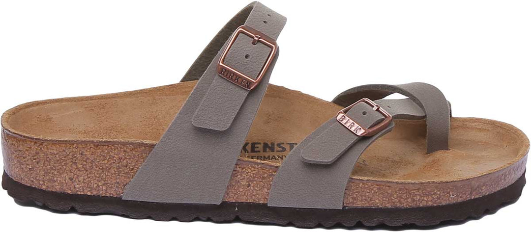 Sandalia eléctrica Birkenstock Mayari con tiras metálicas para mujer en piedra