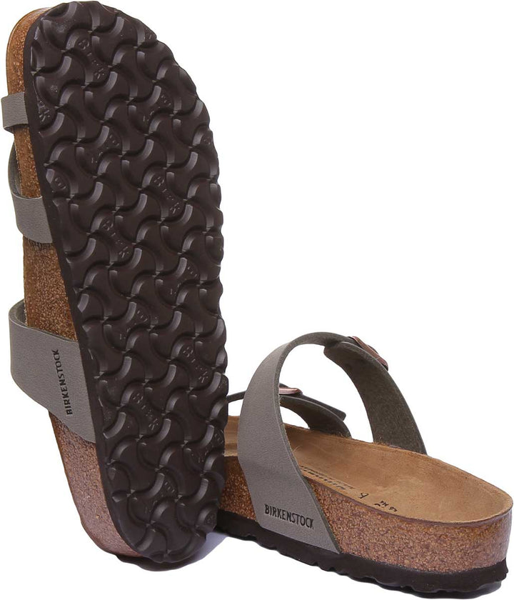 Sandalia eléctrica Birkenstock Mayari con tiras metálicas para mujer en piedra