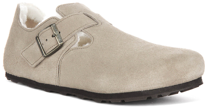 Birkenstock London en peau de mouton taupe | Coupe régulière