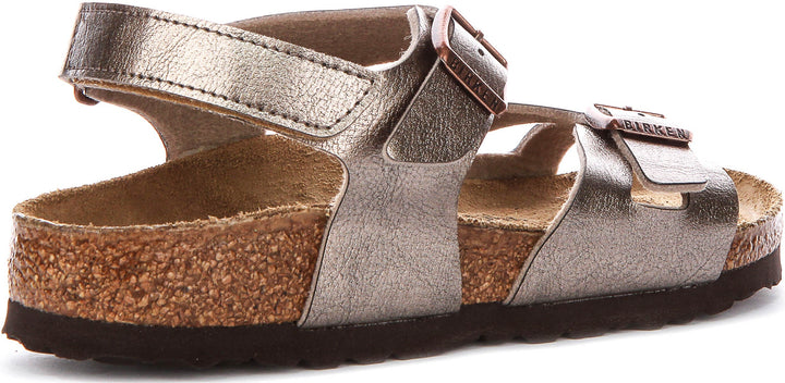 Birkenstock Rio Plain Kids In Taupe For Juniors | Narrow Fit