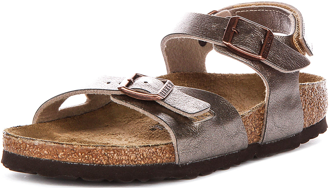 Birkenstock Rio Plain Kids In Taupe For Juniors | Narrow Fit