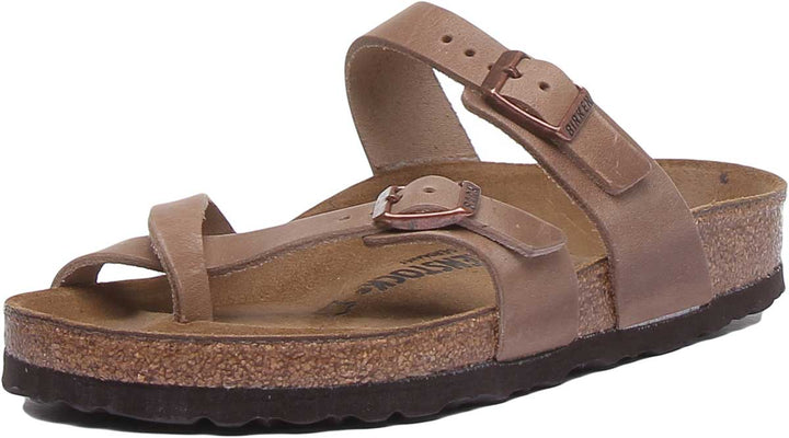 Birkenstock Mayari Sandale à lanières en cuir huilé pour femmes, tabac