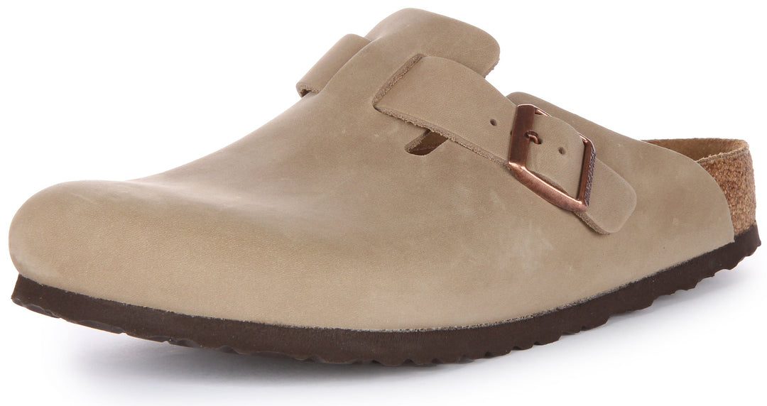 Birkenstock Boston BS Sandale en cuir huilé poure en tabac