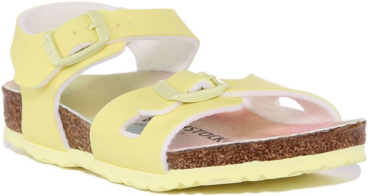 Birkenstock Rio Sandales à lanières en pierre métallique pour enfants en rose
