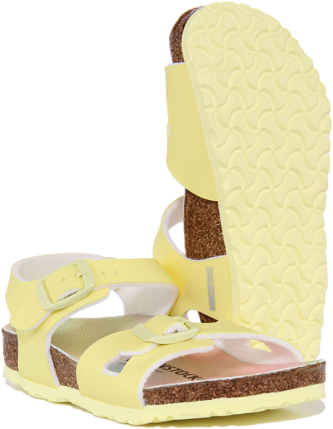 Birkenstock Rio Sandales à lanières en pierre métallique pour enfants en rose