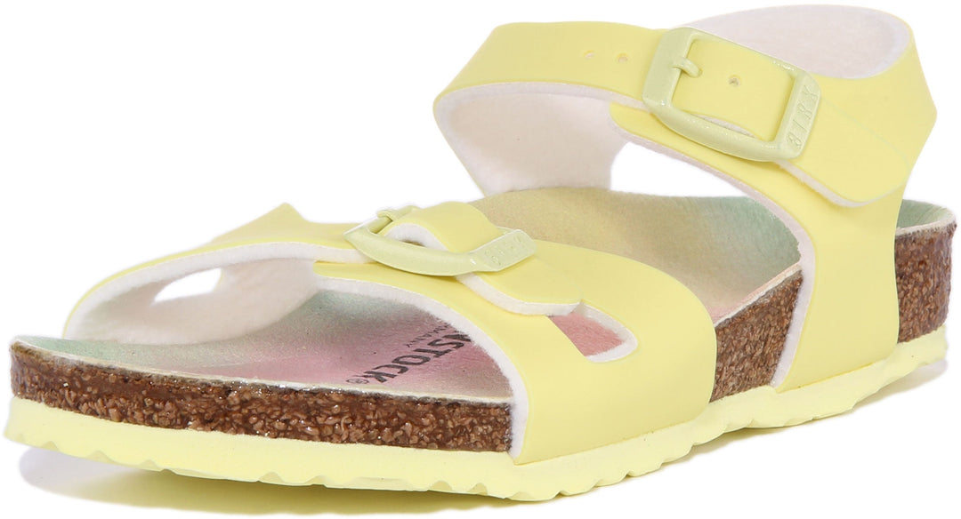 Birkenstock Rio Sandales à lanières en pierre métallique pour enfants en rose